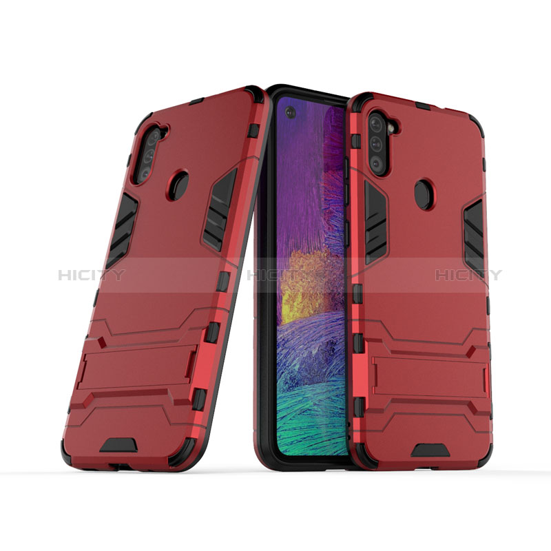 Custodia Silicone e Plastica Opaca Cover con Supporto per Samsung Galaxy M11