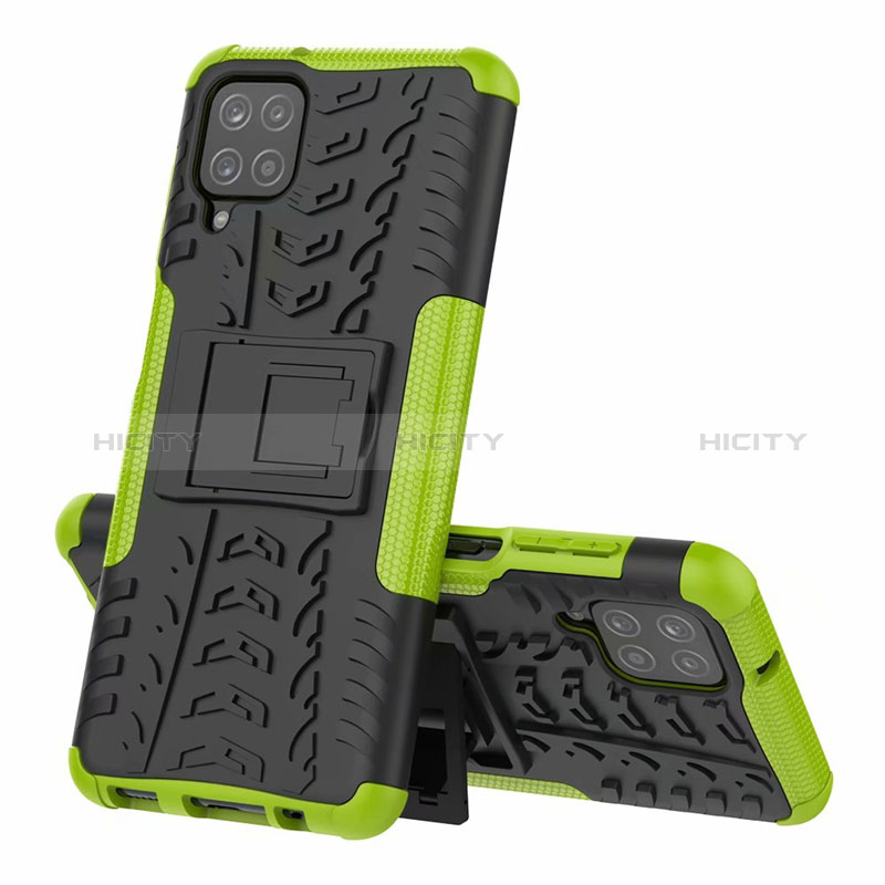 Custodia Silicone e Plastica Opaca Cover con Supporto per Samsung Galaxy M12 Verde