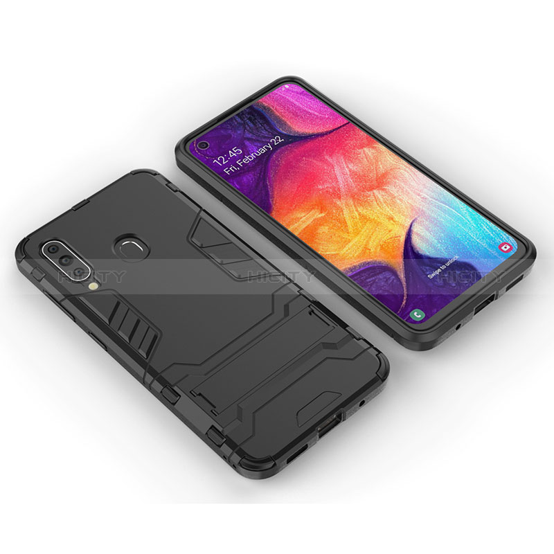 Custodia Silicone e Plastica Opaca Cover con Supporto per Samsung Galaxy M40 Nero