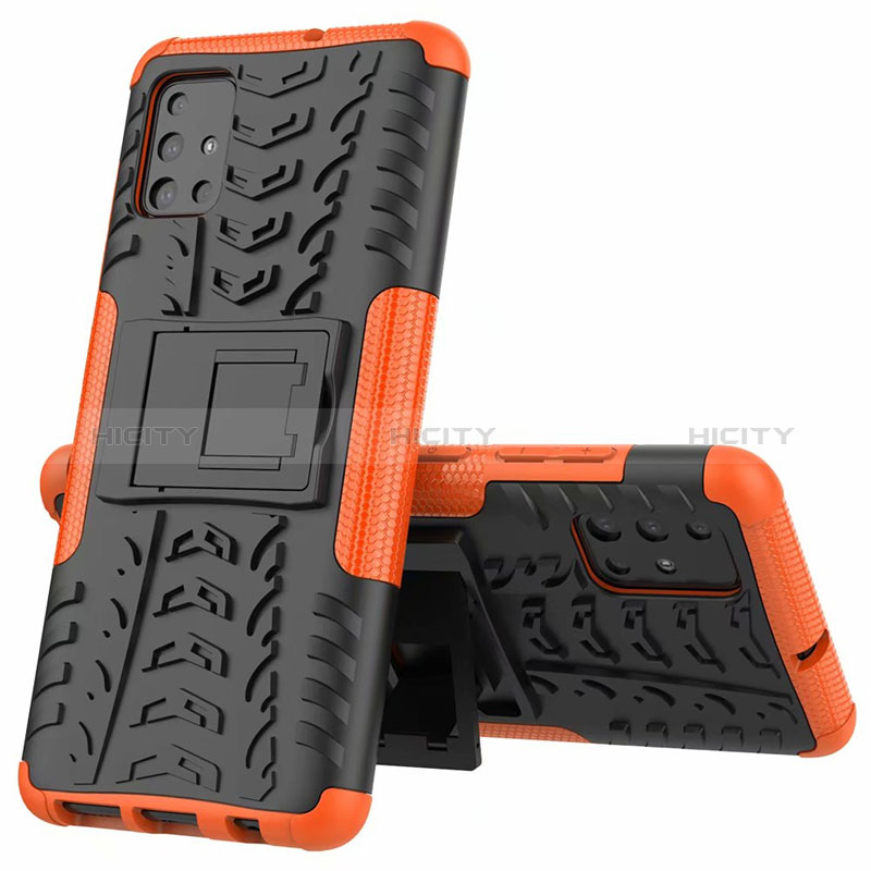 Custodia Silicone e Plastica Opaca Cover con Supporto per Samsung Galaxy M40S Arancione