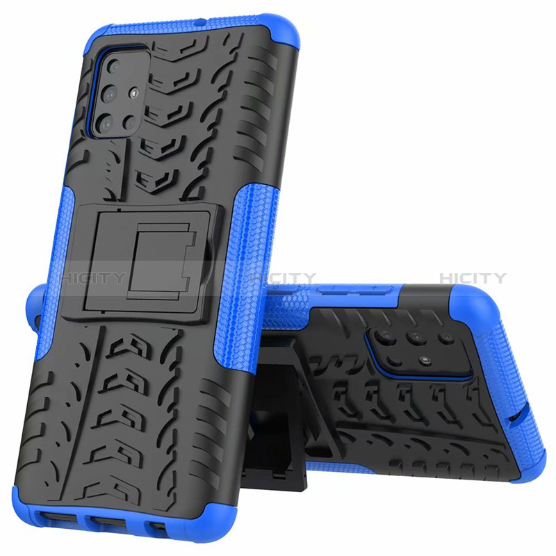 Custodia Silicone e Plastica Opaca Cover con Supporto per Samsung Galaxy M40S Blu