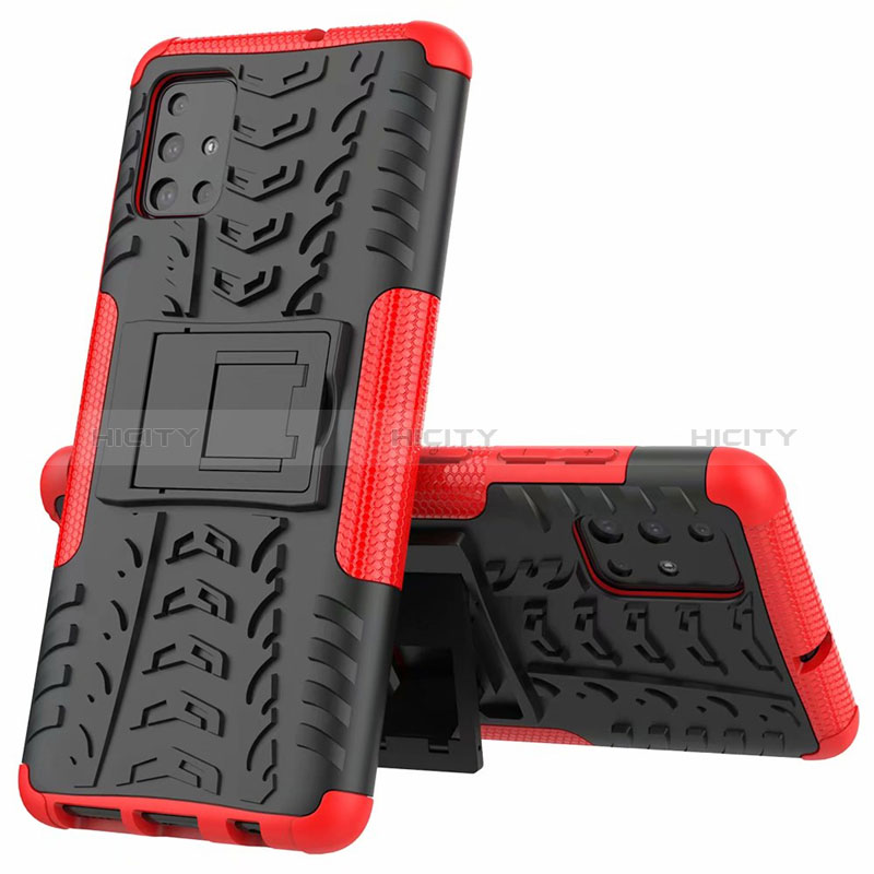 Custodia Silicone e Plastica Opaca Cover con Supporto per Samsung Galaxy M40S Rosso