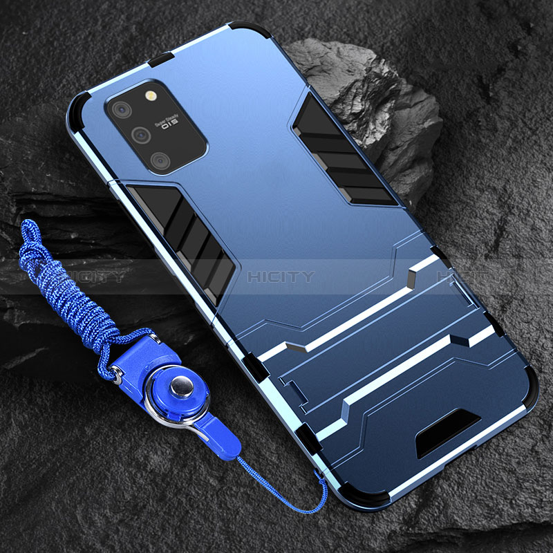 Custodia Silicone e Plastica Opaca Cover con Supporto per Samsung Galaxy M80S Blu