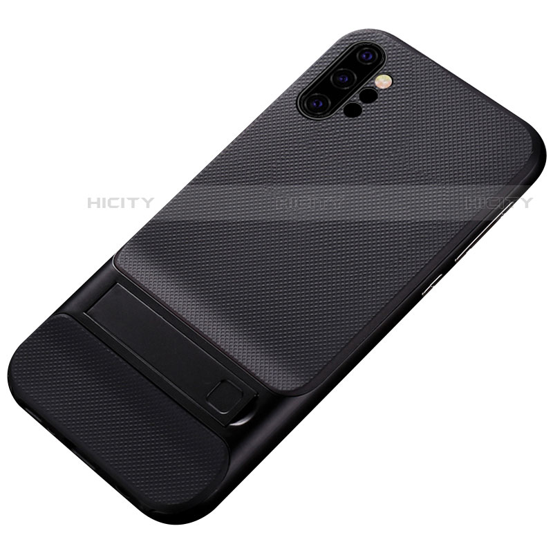 Custodia Silicone e Plastica Opaca Cover con Supporto per Samsung Galaxy Note 10 Plus 5G Nero