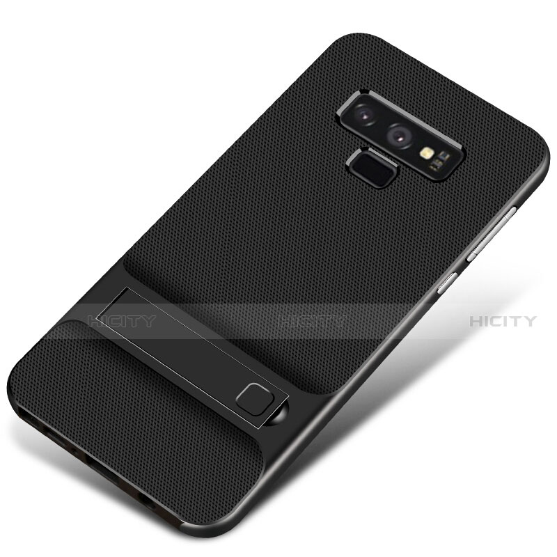 Custodia Silicone e Plastica Opaca Cover con Supporto per Samsung Galaxy Note 9 Nero