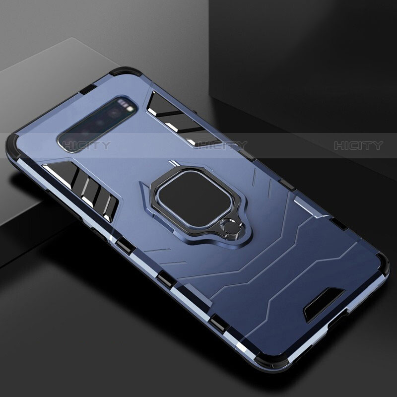 Custodia Silicone e Plastica Opaca Cover con Supporto per Samsung Galaxy S10 5G Blu