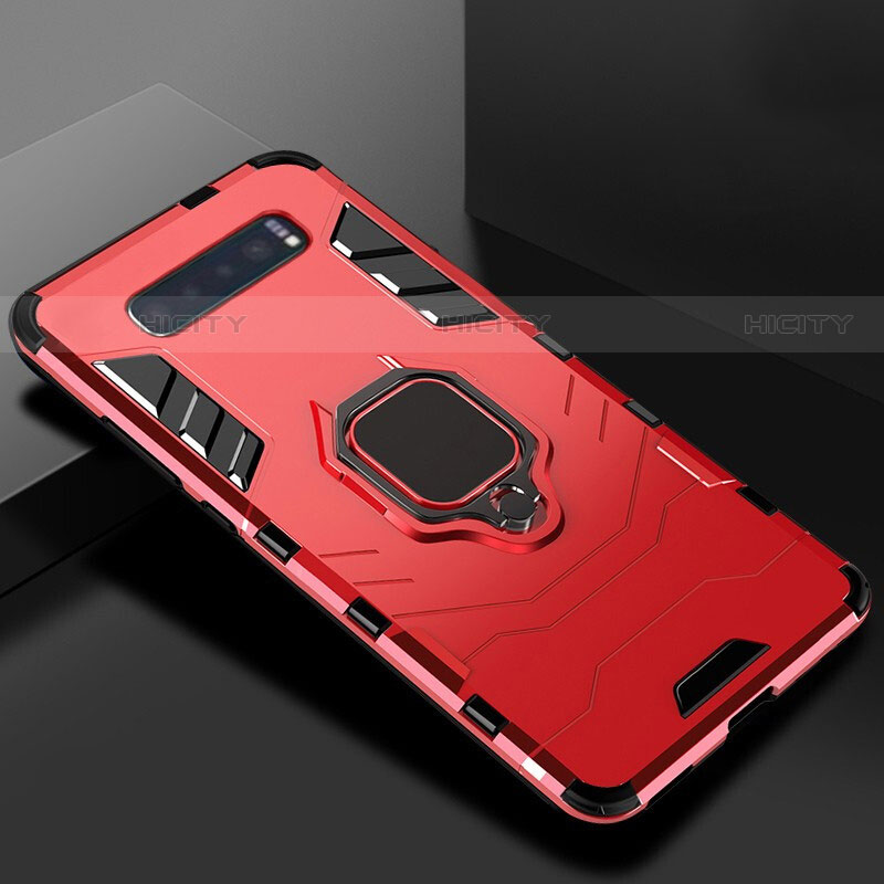 Custodia Silicone e Plastica Opaca Cover con Supporto per Samsung Galaxy S10 5G Rosso