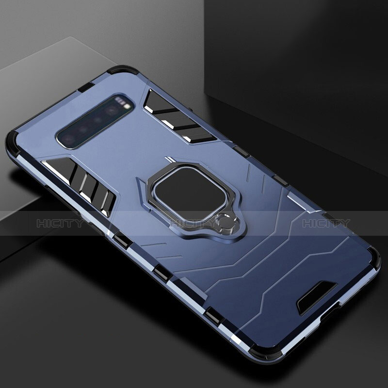 Custodia Silicone e Plastica Opaca Cover con Supporto per Samsung Galaxy S10 Blu