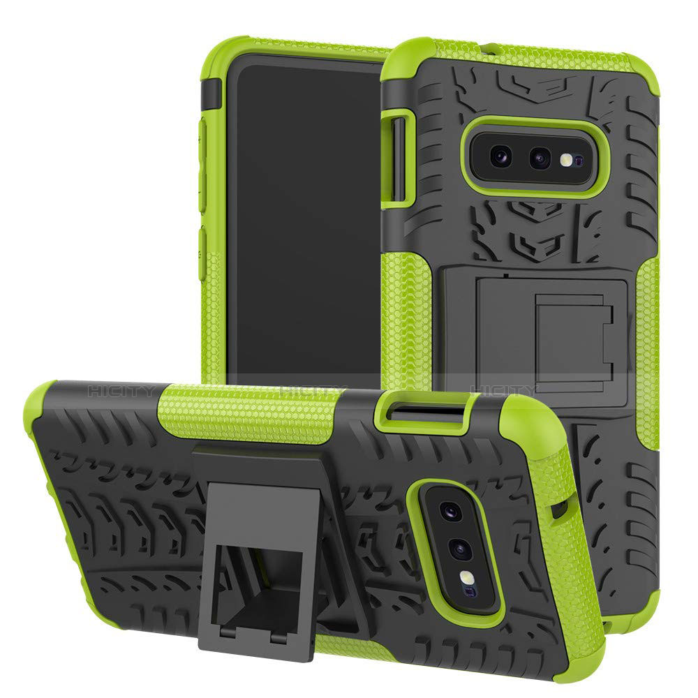 Custodia Silicone e Plastica Opaca Cover con Supporto per Samsung Galaxy S10e Verde