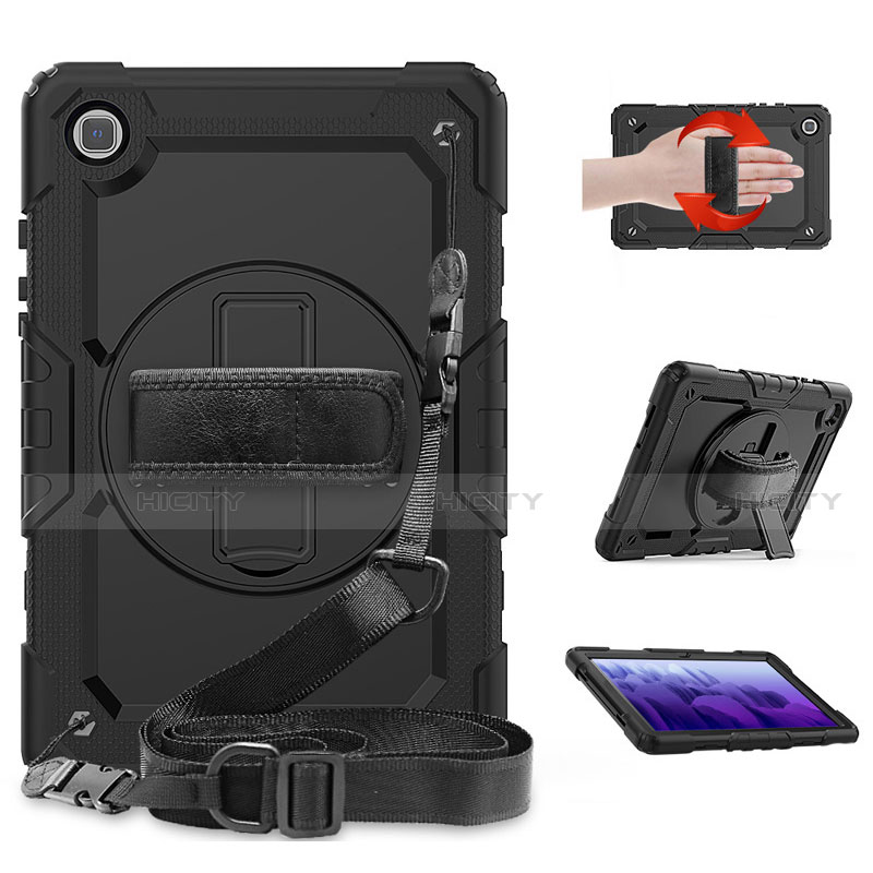 Custodia Silicone e Plastica Opaca Cover con Supporto per Samsung Galaxy Tab A7 Wi-Fi 10.4 SM-T500 Nero