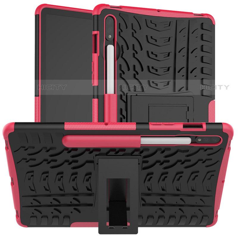 Custodia Silicone e Plastica Opaca Cover con Supporto per Samsung Galaxy Tab S7 4G 11 SM-T875 Rosa