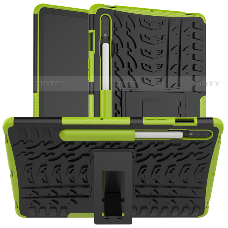 Custodia Silicone e Plastica Opaca Cover con Supporto per Samsung Galaxy Tab S7 4G 11 SM-T875 Verde