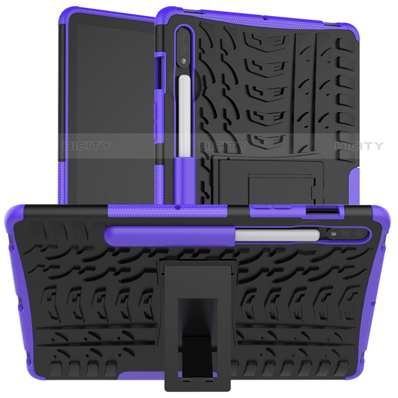 Custodia Silicone e Plastica Opaca Cover con Supporto per Samsung Galaxy Tab S7 4G 11 SM-T875 Viola