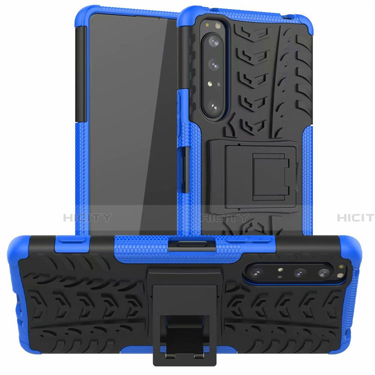 Custodia Silicone e Plastica Opaca Cover con Supporto per Sony Xperia 1 II