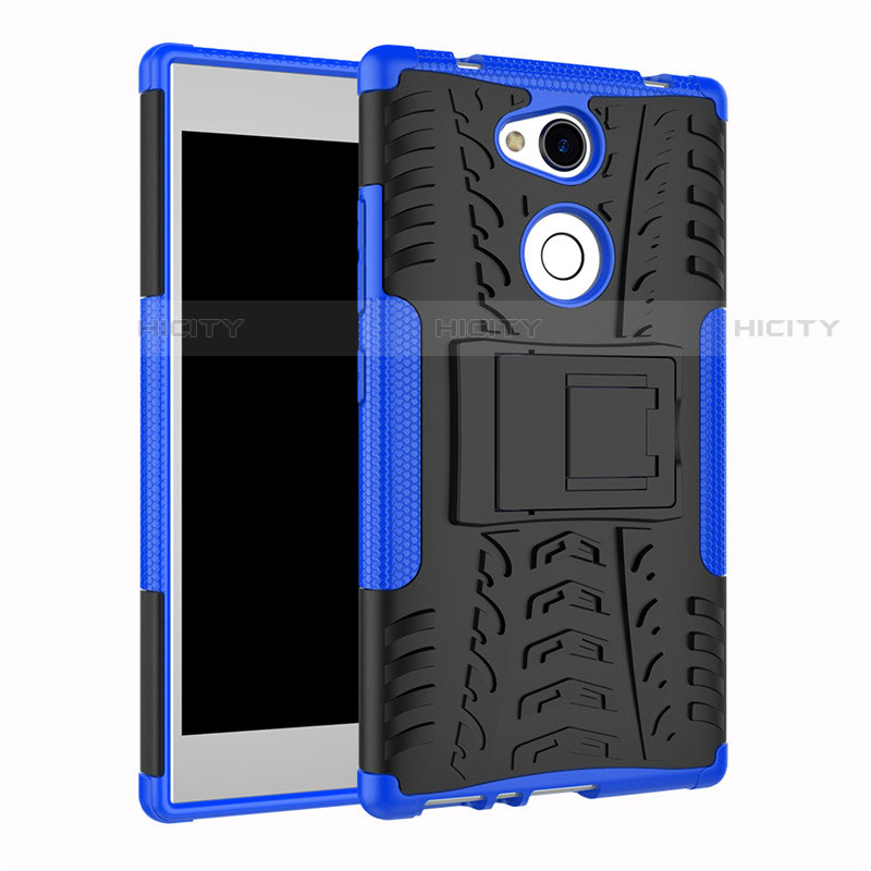 Custodia Silicone e Plastica Opaca Cover con Supporto per Sony Xperia L2 Blu