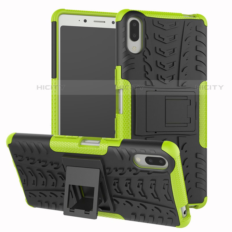 Custodia Silicone e Plastica Opaca Cover con Supporto per Sony Xperia L3 Verde