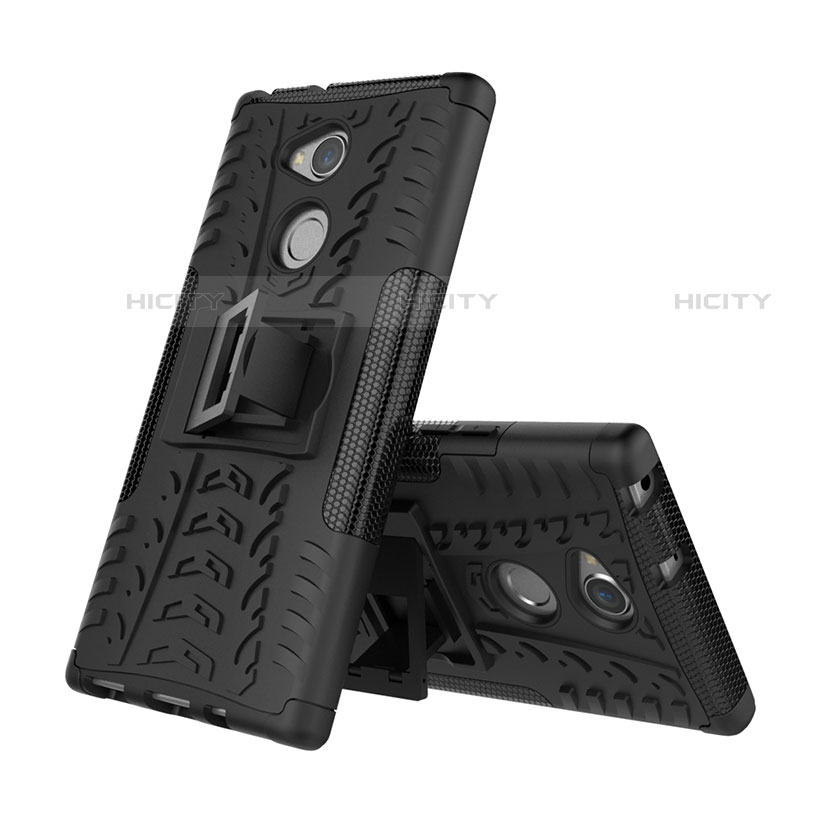 Custodia Silicone e Plastica Opaca Cover con Supporto per Sony Xperia XA2 Ultra Nero