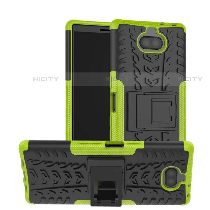 Custodia Silicone e Plastica Opaca Cover con Supporto per Sony Xperia XA3 Verde