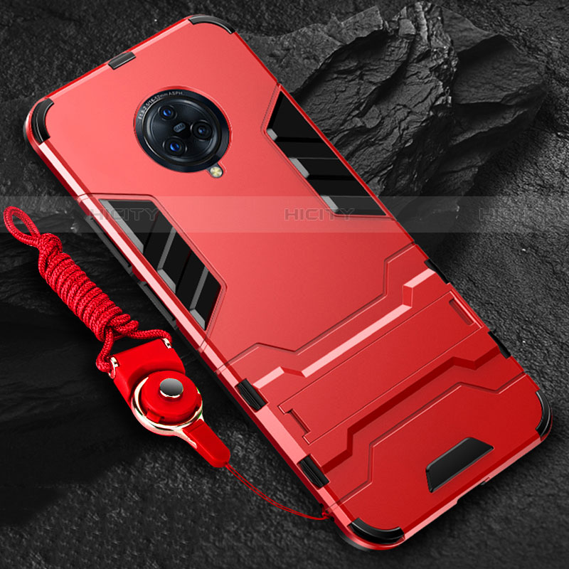 Custodia Silicone e Plastica Opaca Cover con Supporto per Vivo Nex 3 Rosso