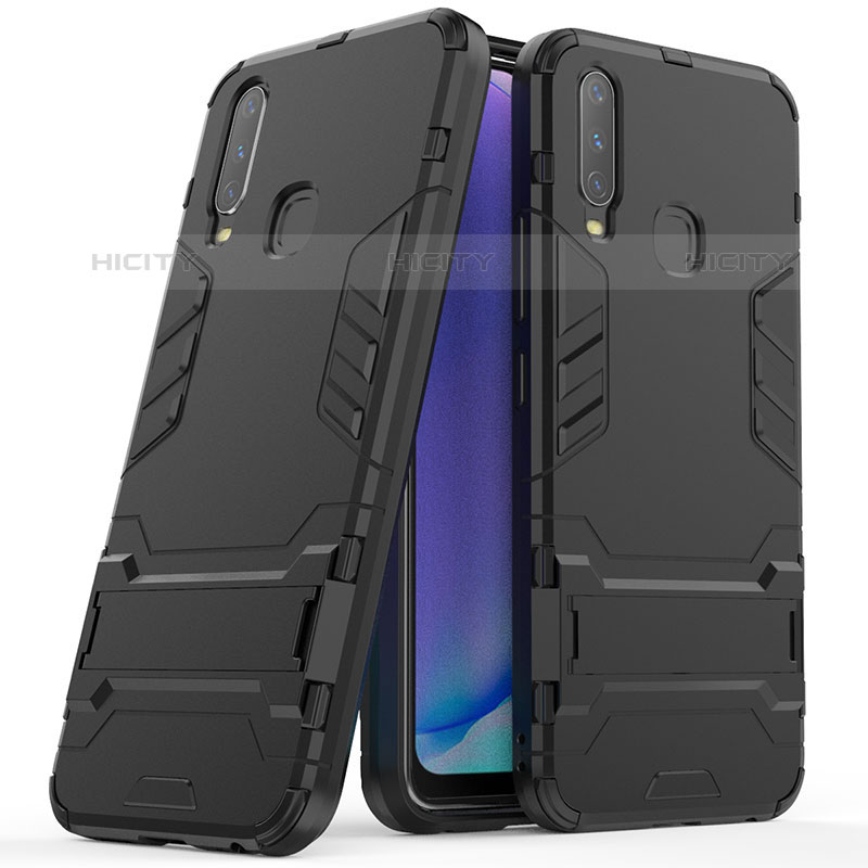 Custodia Silicone e Plastica Opaca Cover con Supporto per Vivo Y11 Nero