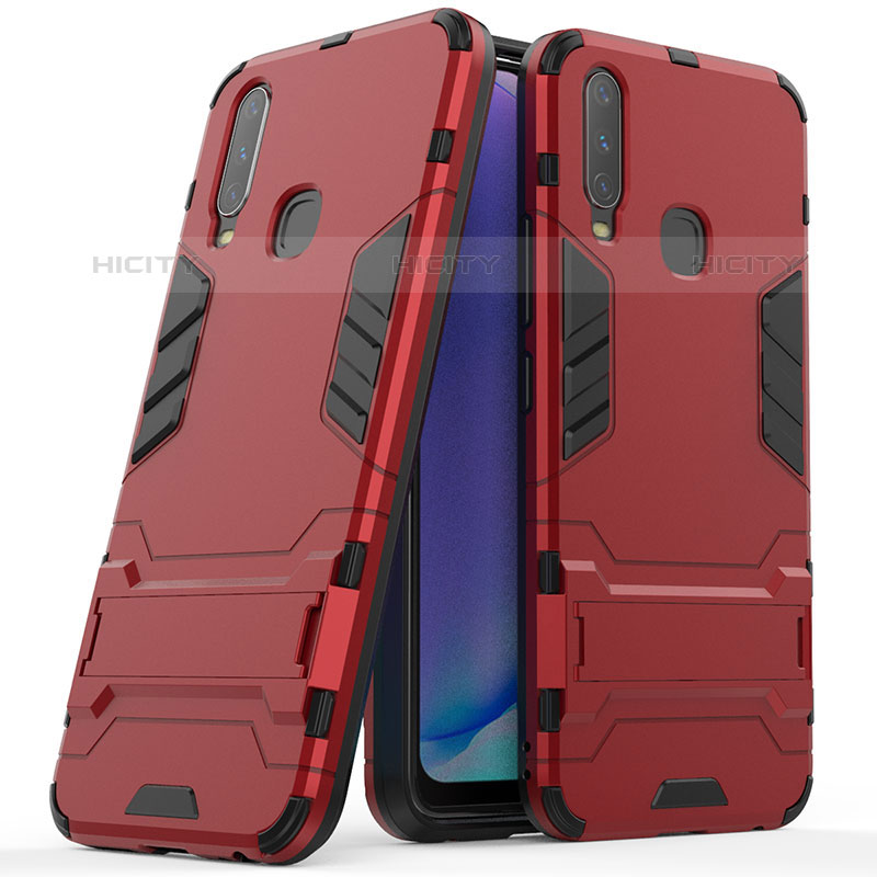 Custodia Silicone e Plastica Opaca Cover con Supporto per Vivo Y11 Rosso