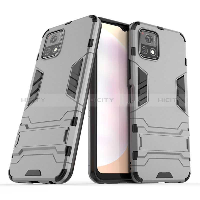 Custodia Silicone e Plastica Opaca Cover con Supporto per Vivo Y31s 5G Grigio