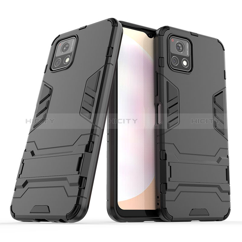 Custodia Silicone e Plastica Opaca Cover con Supporto per Vivo Y31s 5G Nero