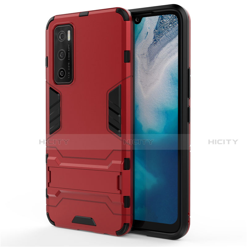 Custodia Silicone e Plastica Opaca Cover con Supporto per Vivo Y70 (2020) Rosso