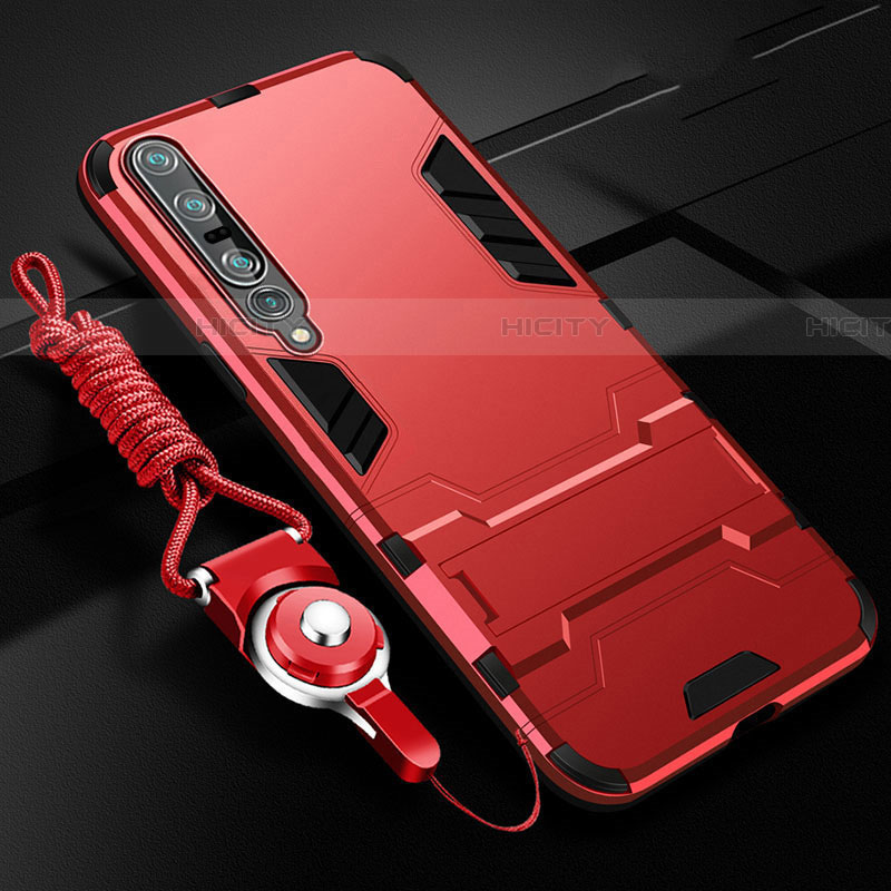 Custodia Silicone e Plastica Opaca Cover con Supporto per Xiaomi Mi 10 Pro