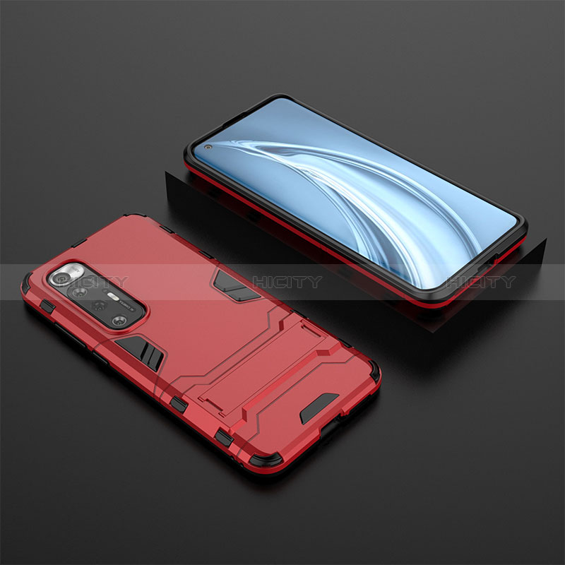 Custodia Silicone e Plastica Opaca Cover con Supporto per Xiaomi Mi 10S 5G