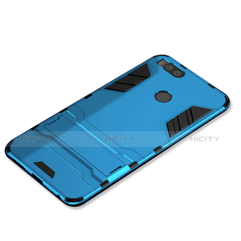 Custodia Silicone e Plastica Opaca Cover con Supporto per Xiaomi Mi 5X Cielo Blu