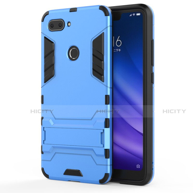 Custodia Silicone e Plastica Opaca Cover con Supporto per Xiaomi Mi 8 Lite