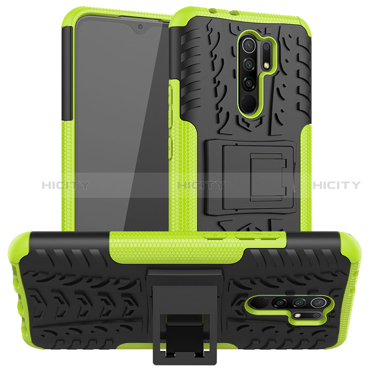 Custodia Silicone e Plastica Opaca Cover con Supporto per Xiaomi Poco M2 Verde