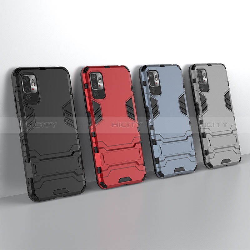 Custodia Silicone e Plastica Opaca Cover con Supporto per Xiaomi POCO M3 Pro 5G