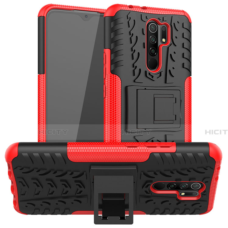 Custodia Silicone e Plastica Opaca Cover con Supporto per Xiaomi Redmi 9