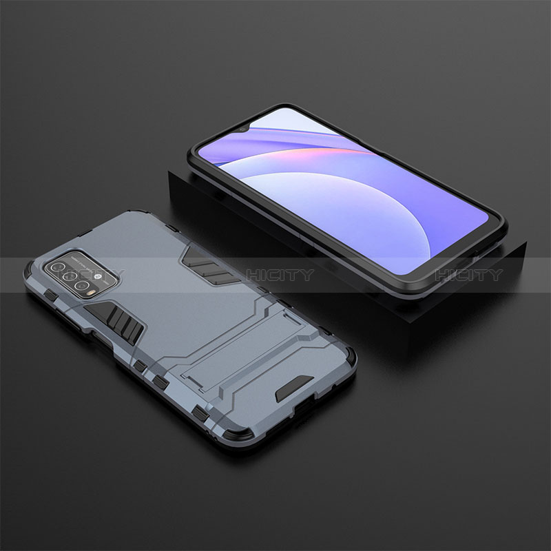 Custodia Silicone e Plastica Opaca Cover con Supporto per Xiaomi Redmi 9 Power Blu