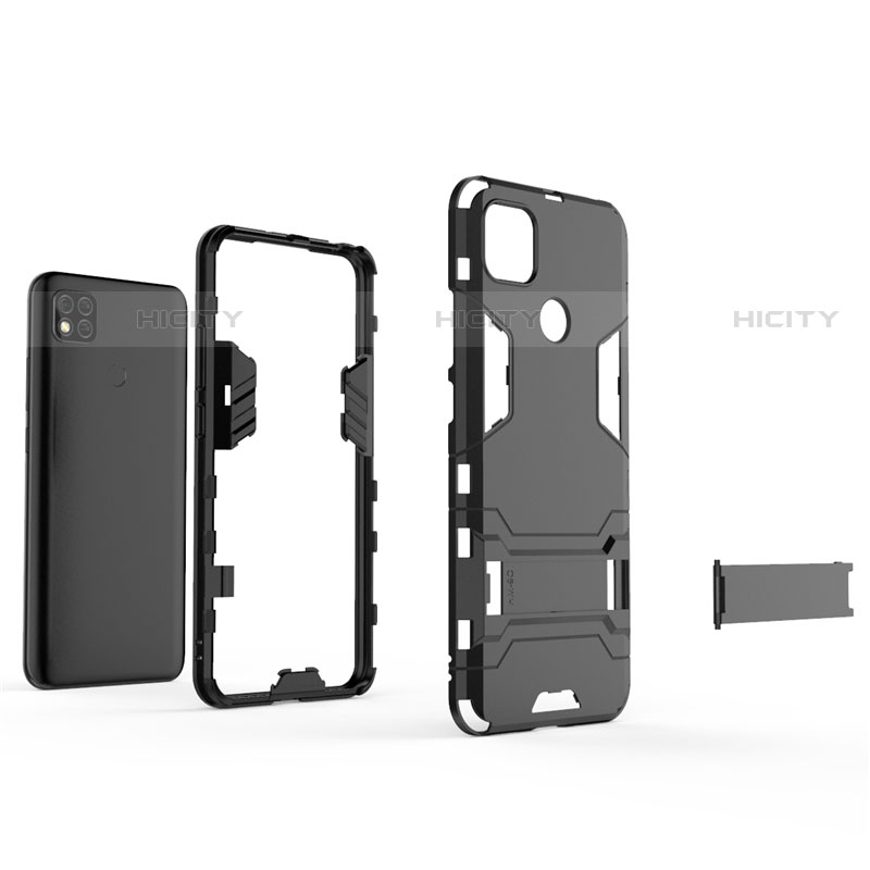 Custodia Silicone e Plastica Opaca Cover con Supporto per Xiaomi Redmi 9C