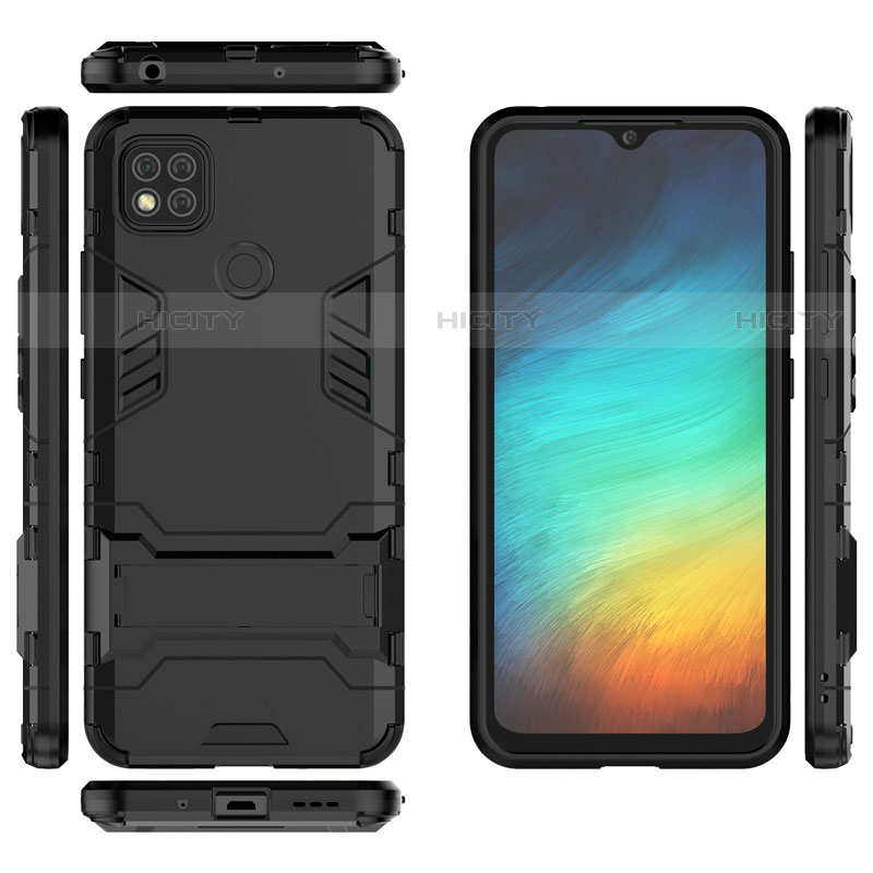 Custodia Silicone e Plastica Opaca Cover con Supporto per Xiaomi Redmi 9C