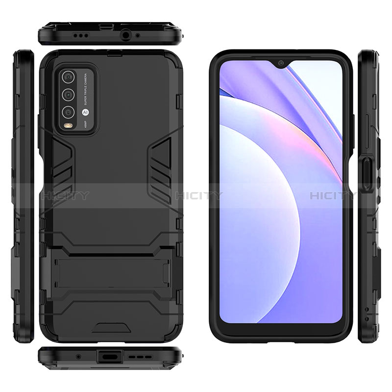 Custodia Silicone e Plastica Opaca Cover con Supporto per Xiaomi Redmi 9T 4G