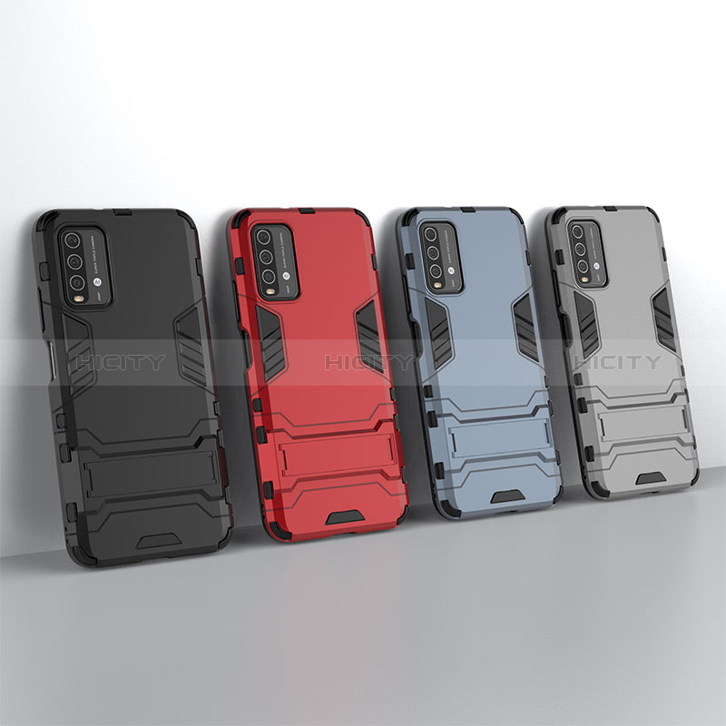 Custodia Silicone e Plastica Opaca Cover con Supporto per Xiaomi Redmi 9T 4G