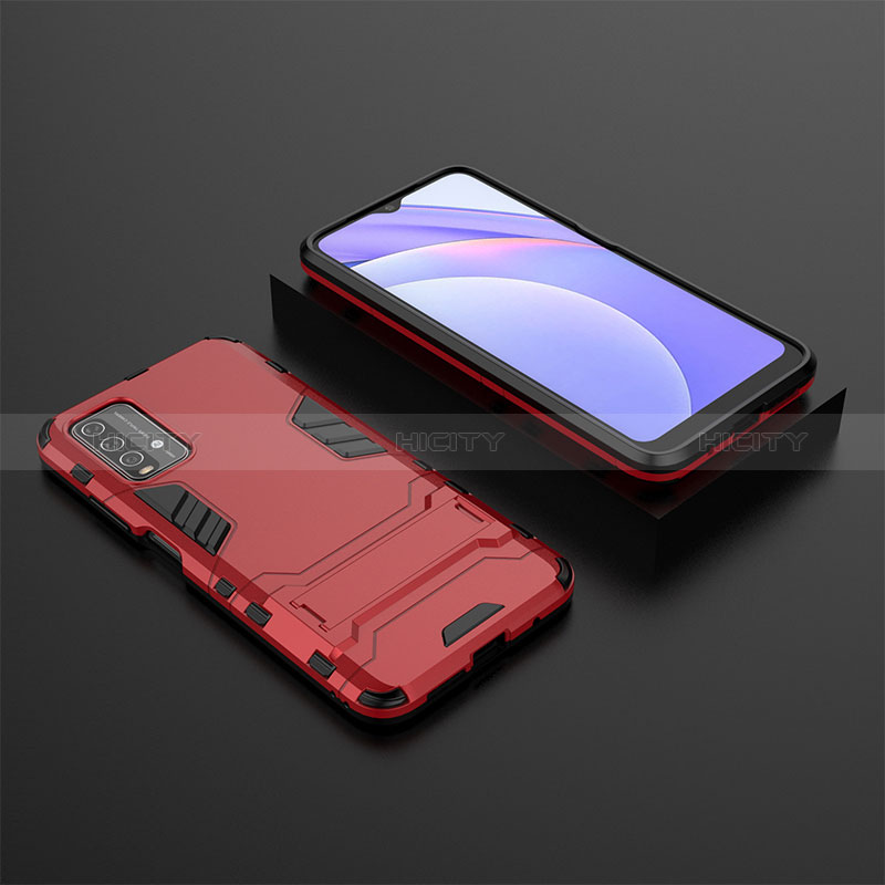 Custodia Silicone e Plastica Opaca Cover con Supporto per Xiaomi Redmi 9T 4G