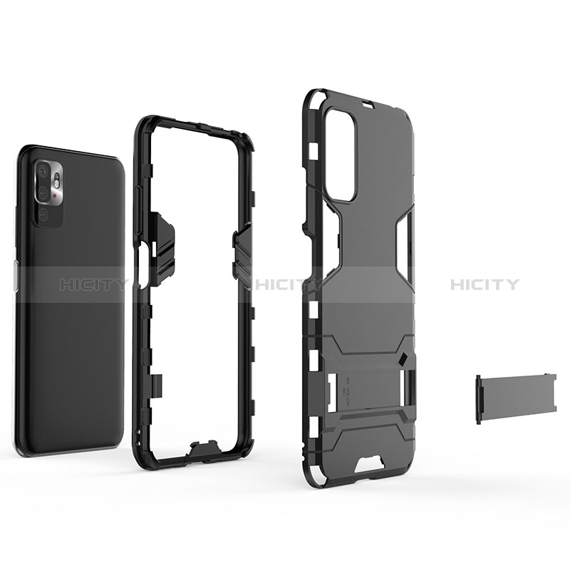 Custodia Silicone e Plastica Opaca Cover con Supporto per Xiaomi Redmi Note 10 5G