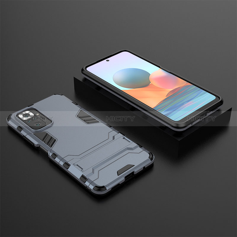 Custodia Silicone e Plastica Opaca Cover con Supporto per Xiaomi Redmi Note 10 Pro 4G