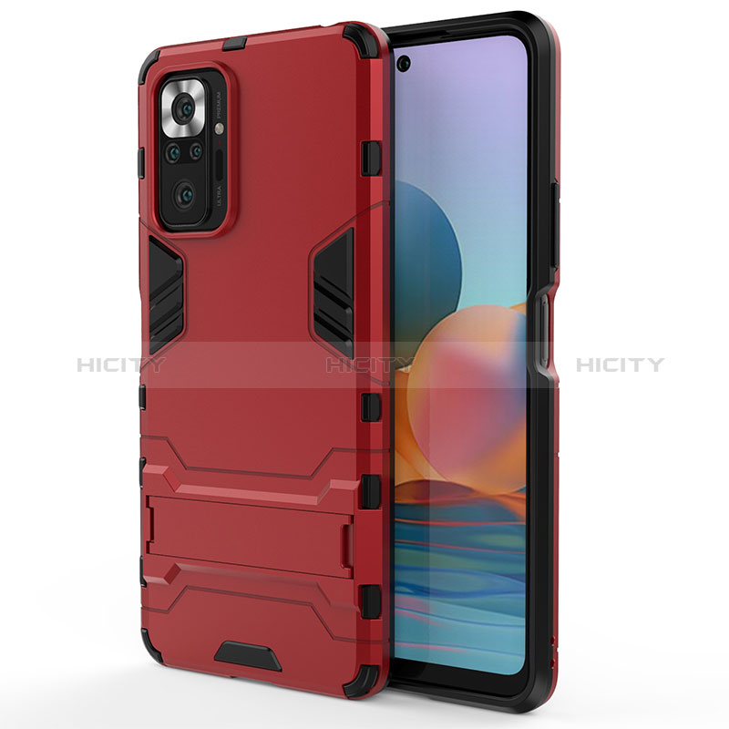 Custodia Silicone e Plastica Opaca Cover con Supporto per Xiaomi Redmi Note 10 Pro 4G