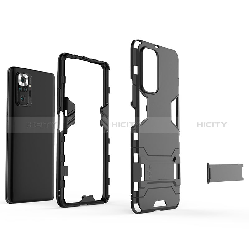 Custodia Silicone e Plastica Opaca Cover con Supporto per Xiaomi Redmi Note 10 Pro Max