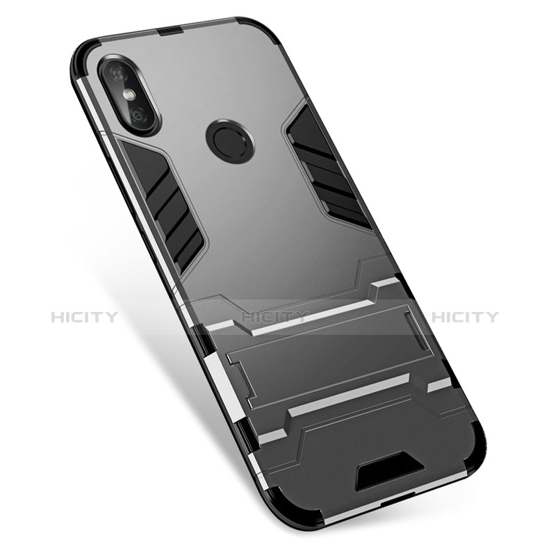 Custodia Silicone e Plastica Opaca Cover con Supporto per Xiaomi Redmi Note 5 Pro Grigio