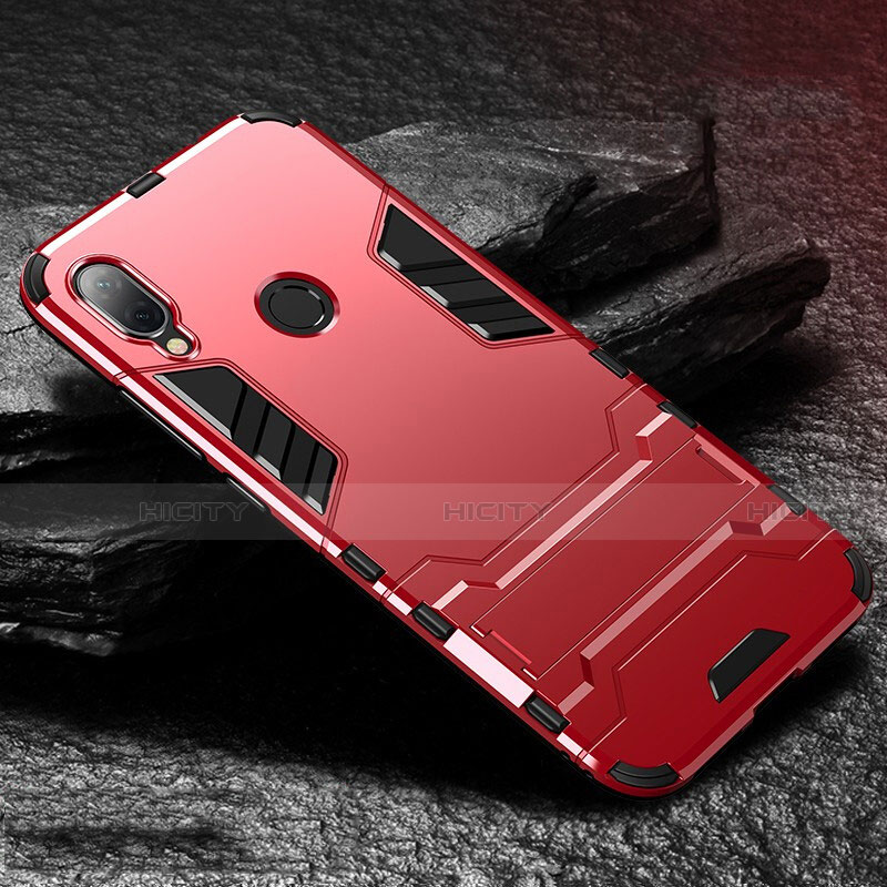 Custodia Silicone e Plastica Opaca Cover con Supporto per Xiaomi Redmi Note 7 Rosso