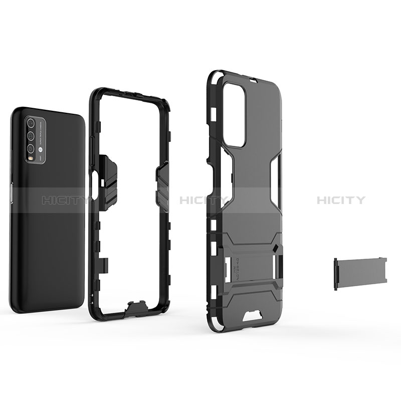 Custodia Silicone e Plastica Opaca Cover con Supporto per Xiaomi Redmi Note 9 4G