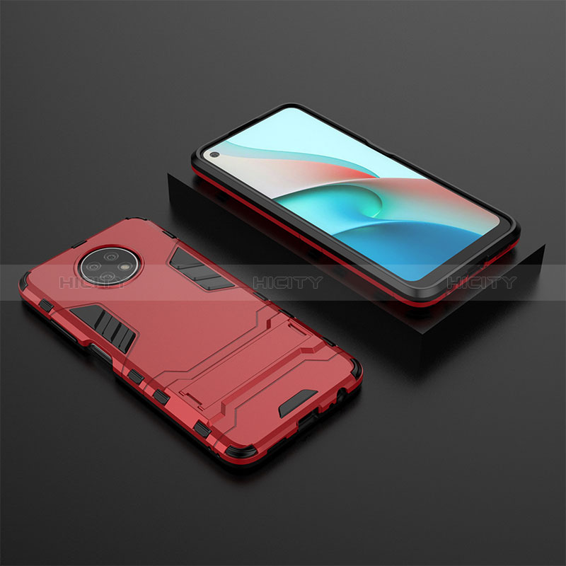 Custodia Silicone e Plastica Opaca Cover con Supporto per Xiaomi Redmi Note 9 5G