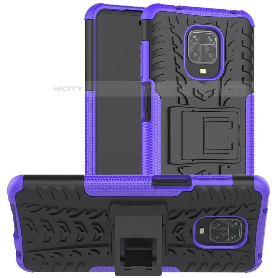 Custodia Silicone e Plastica Opaca Cover con Supporto per Xiaomi Redmi Note 9S Viola